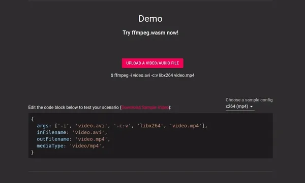 ffmpeg running in the browser